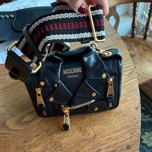 Moschino Black Crossbody Bag with Gold Accents-New with Tags